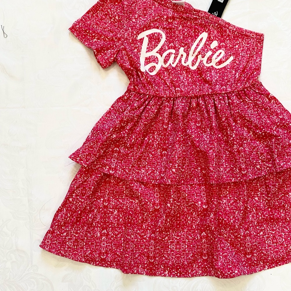 Barbie Girl One shouder desgin multi-layer Dress Rose pink, Size 6-7Y - Picture 9 of 13